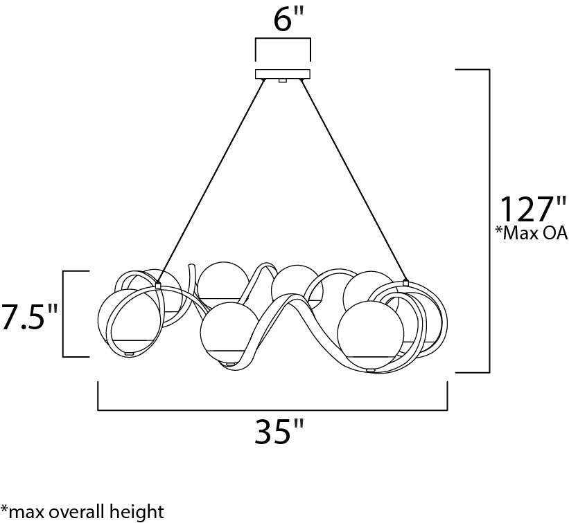 Maxim Curlicue 35108CDBKPN Chandelier Light - Black / Polished Nickel