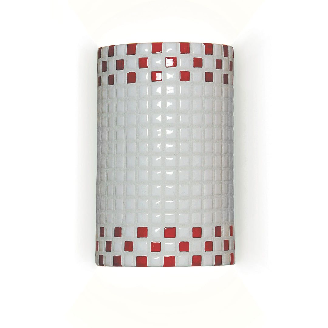 A-19 Mosaic M20309-RW Wall Sconce Light - Red and White