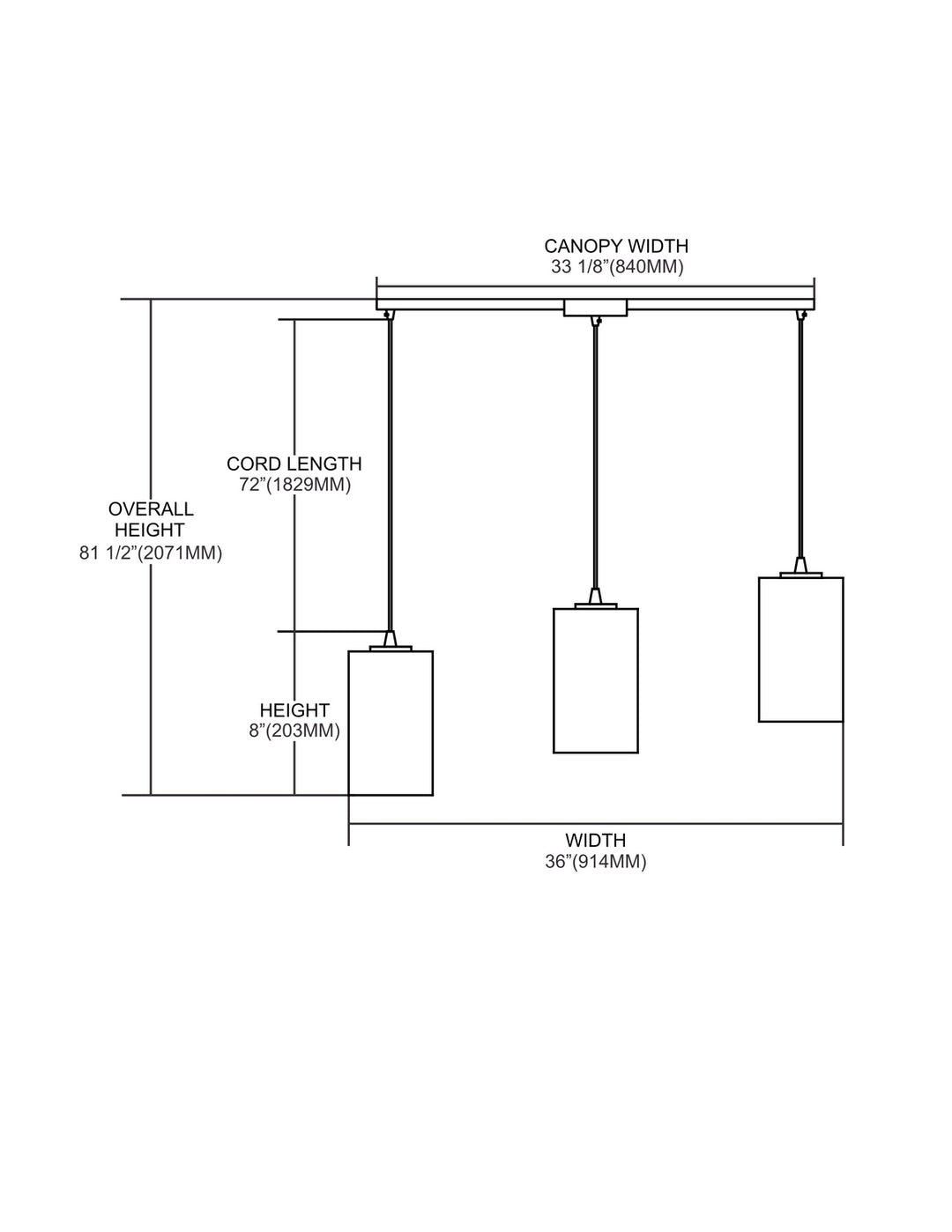 Elk Coletta 10147/3L Pendant Light - Satin Nickel
