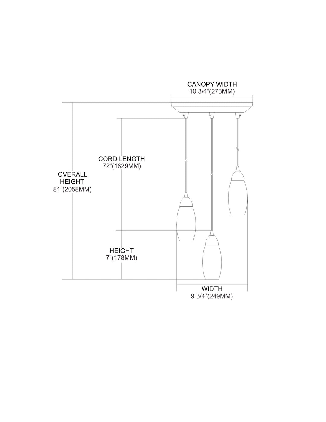 Elk Milan 110-3FR Pendant Light - Satin Nickel
