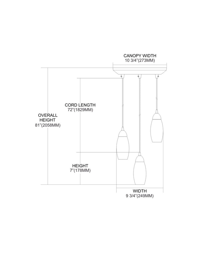 Elk Milan 110-3FR Pendant Light - Satin Nickel