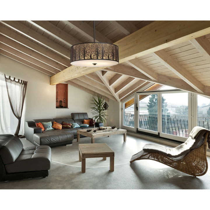 Elk Woodland Sunrise 31075/5 Pendant Light - Aged Bronze