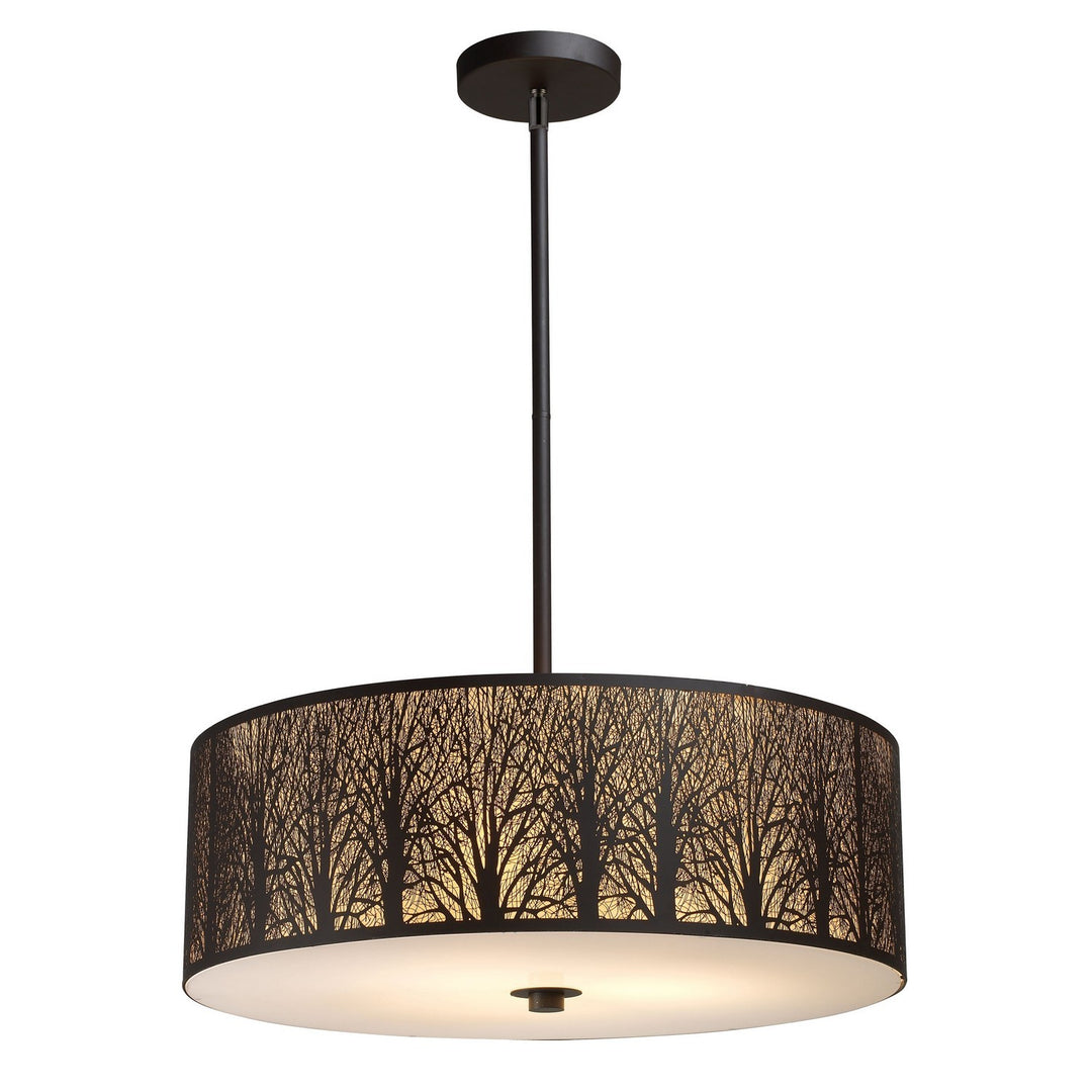 Elk Woodland Sunrise 31075/5 Pendant Light - Aged Bronze