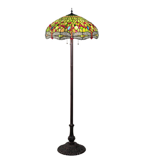 Meyda Tiffany Lighting 36501 Tiffany Hanginghead Dragonfly Three Light Floor Lamp Lamp Bronze / Dark