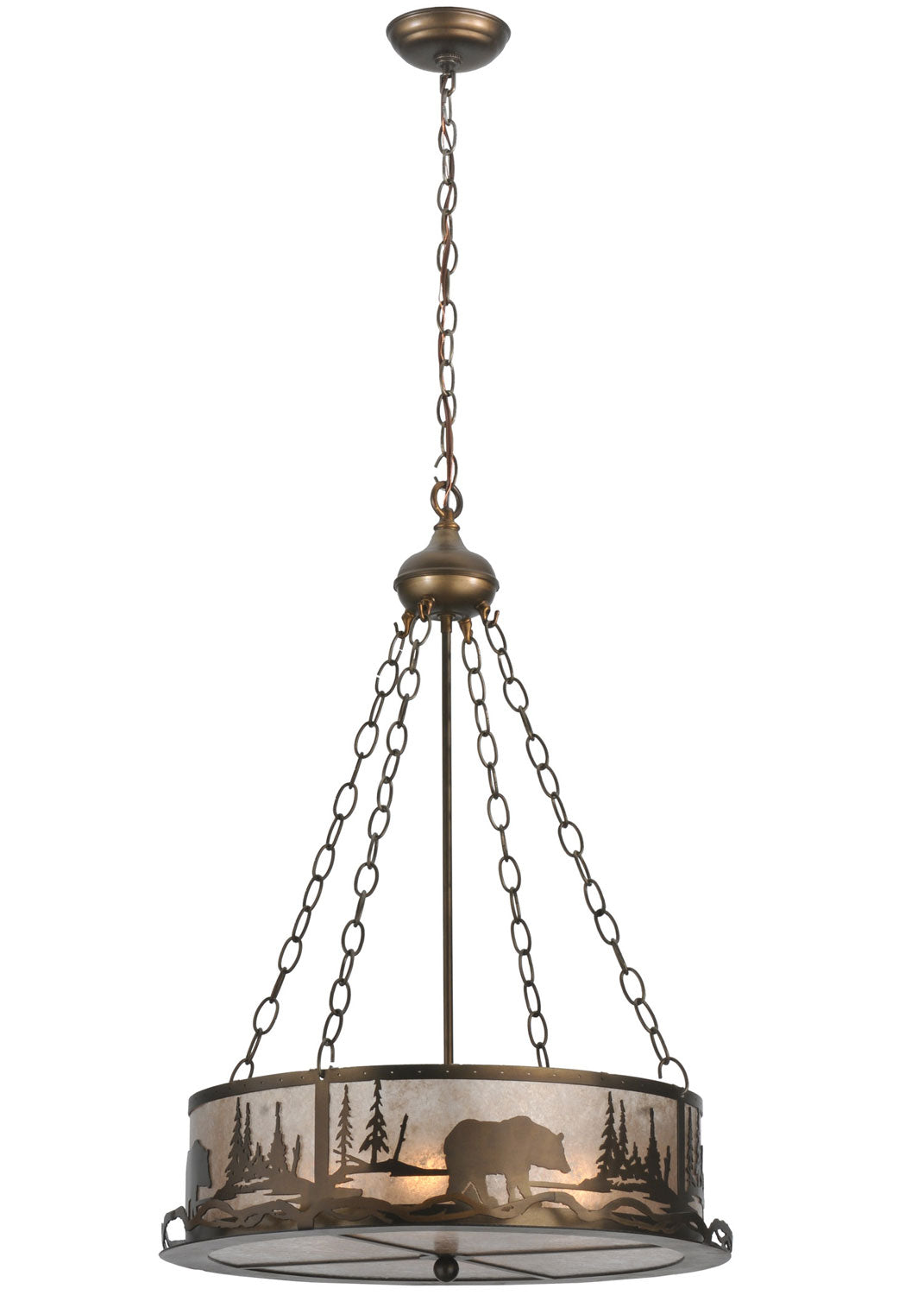 Meyda Tiffany Bear At Lake 117014 Pendant Light - Antique Copper/Silver Mica