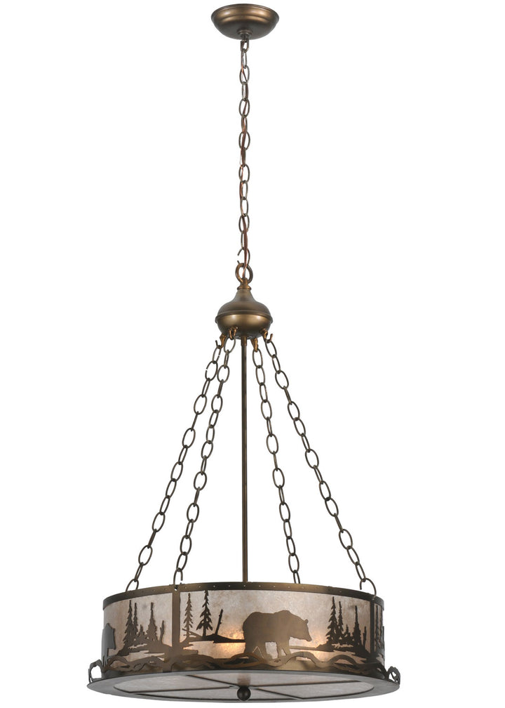 Meyda Tiffany Bear At Lake 117014 Pendant Light - Antique Copper/Silver Mica