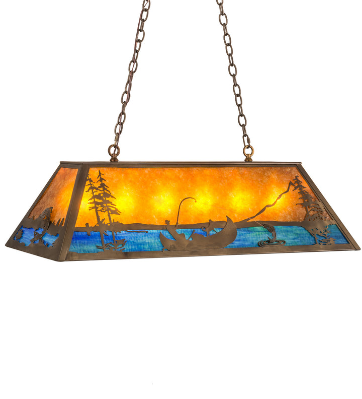 Meyda Tiffany Trout & Fisherman 23752 Pendant Light - Antique Copper