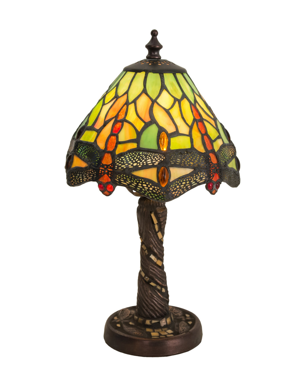 Meyda Tiffany Lighting 26614 Tiffany Hanginghead Dragonfly One Light Mini Lamp Lamp Bronze / Dark