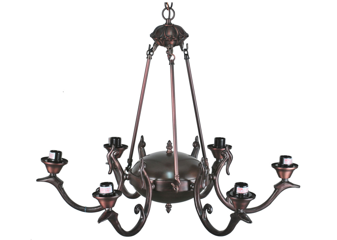 Meyda Tiffany Lighting 26946 Fly Fishing Creek Six Light Chandelier Hardware Utility Light Bronze / Dark