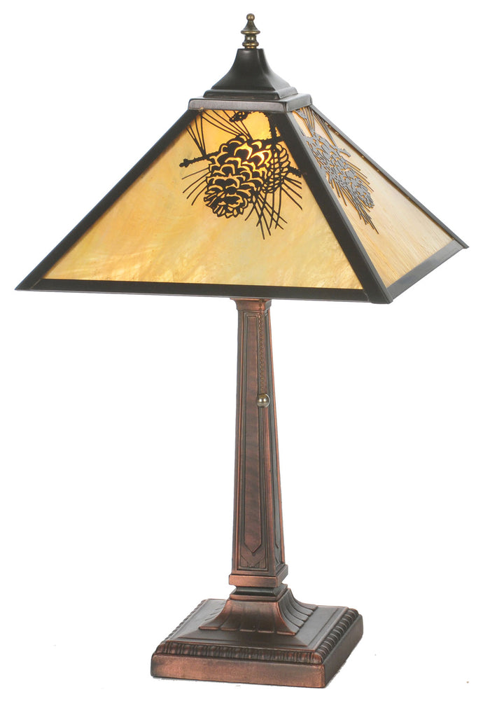 Meyda Tiffany Lighting 32789 Winter Pine One Light Table Base Lamp Bronze / Dark