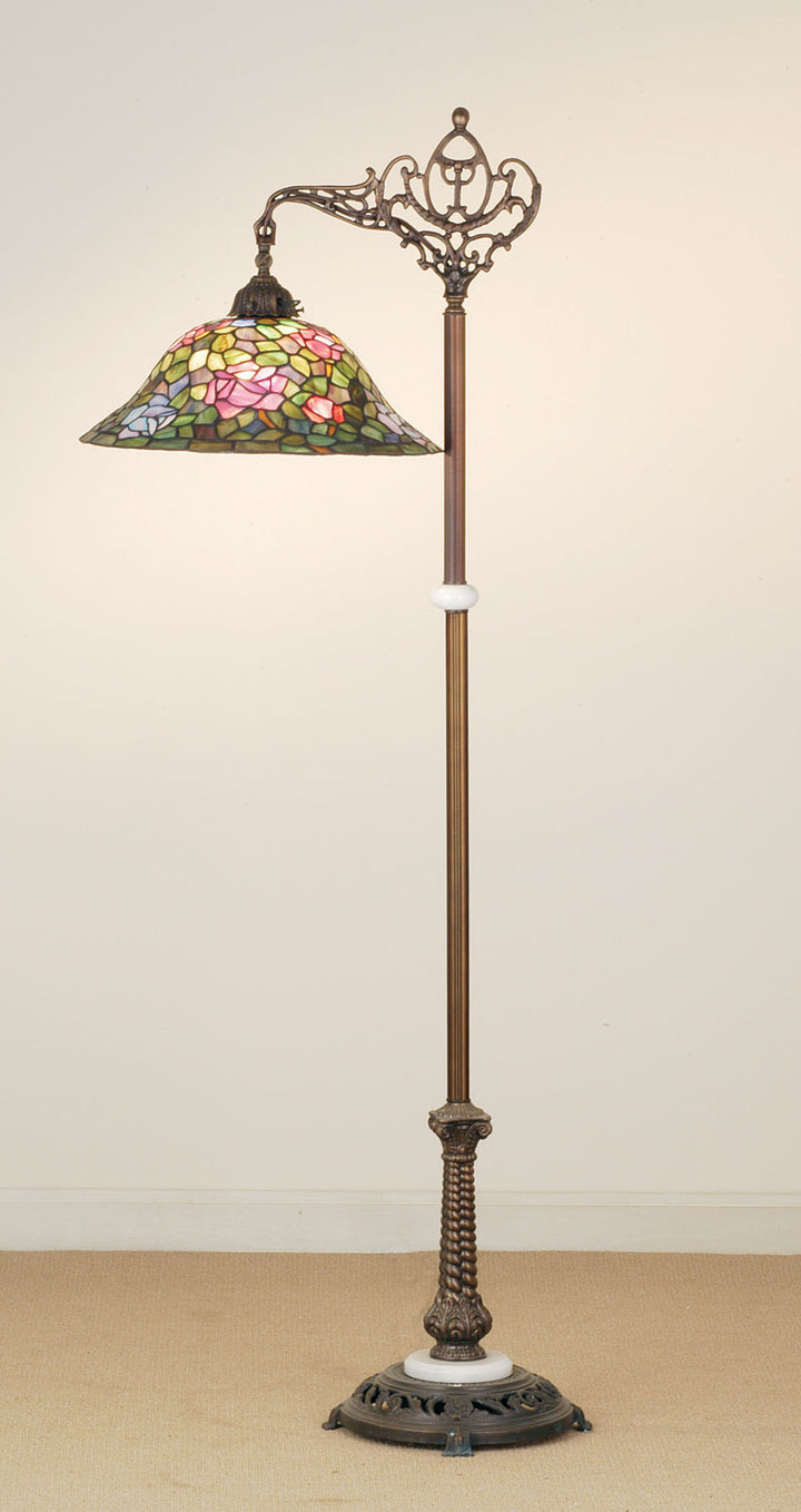 Meyda Tiffany Lighting 65831 Tiffany Rosebush One Light Bridge Arm Floor Lamp Lamp Bronze / Dark