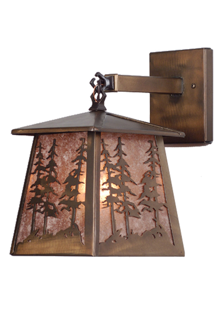 Meyda Tiffany Lighting 82114 Tall Pines One Light Wall Sconce Outdoor Copper/Antique/Verde