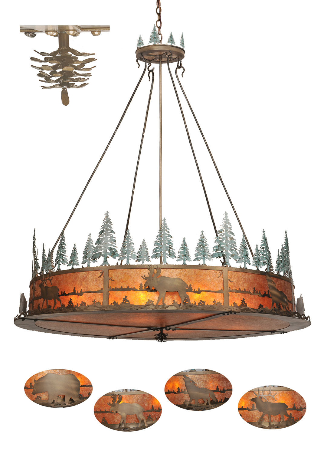 Meyda Tiffany Wildlife At Pine Lake 99768 Pendant Light - Antique Copper