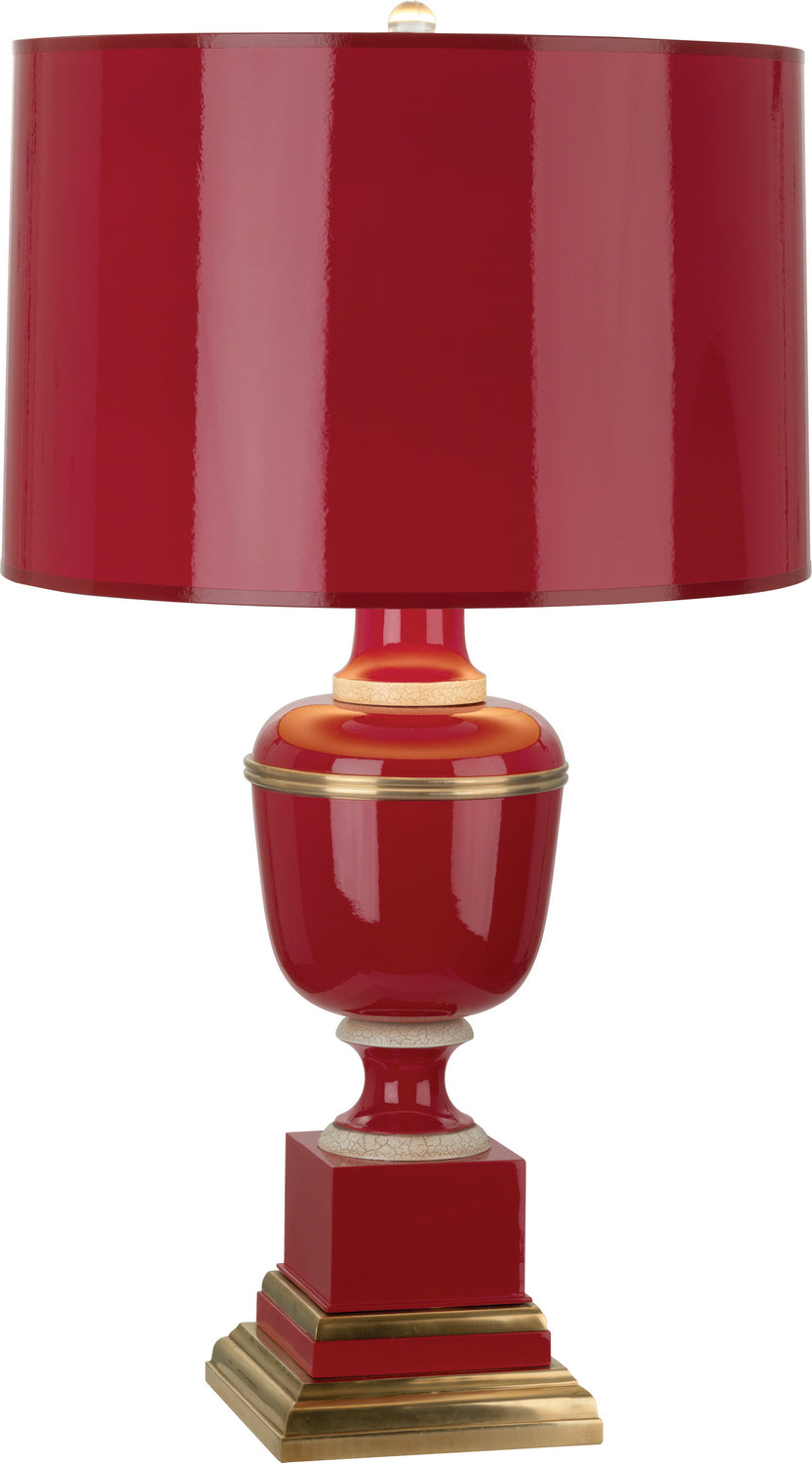 Robert Abbey Lighting 2505 Annika Lamp Red Lacquered Paint And Natural Brass W/Ivory Crackle