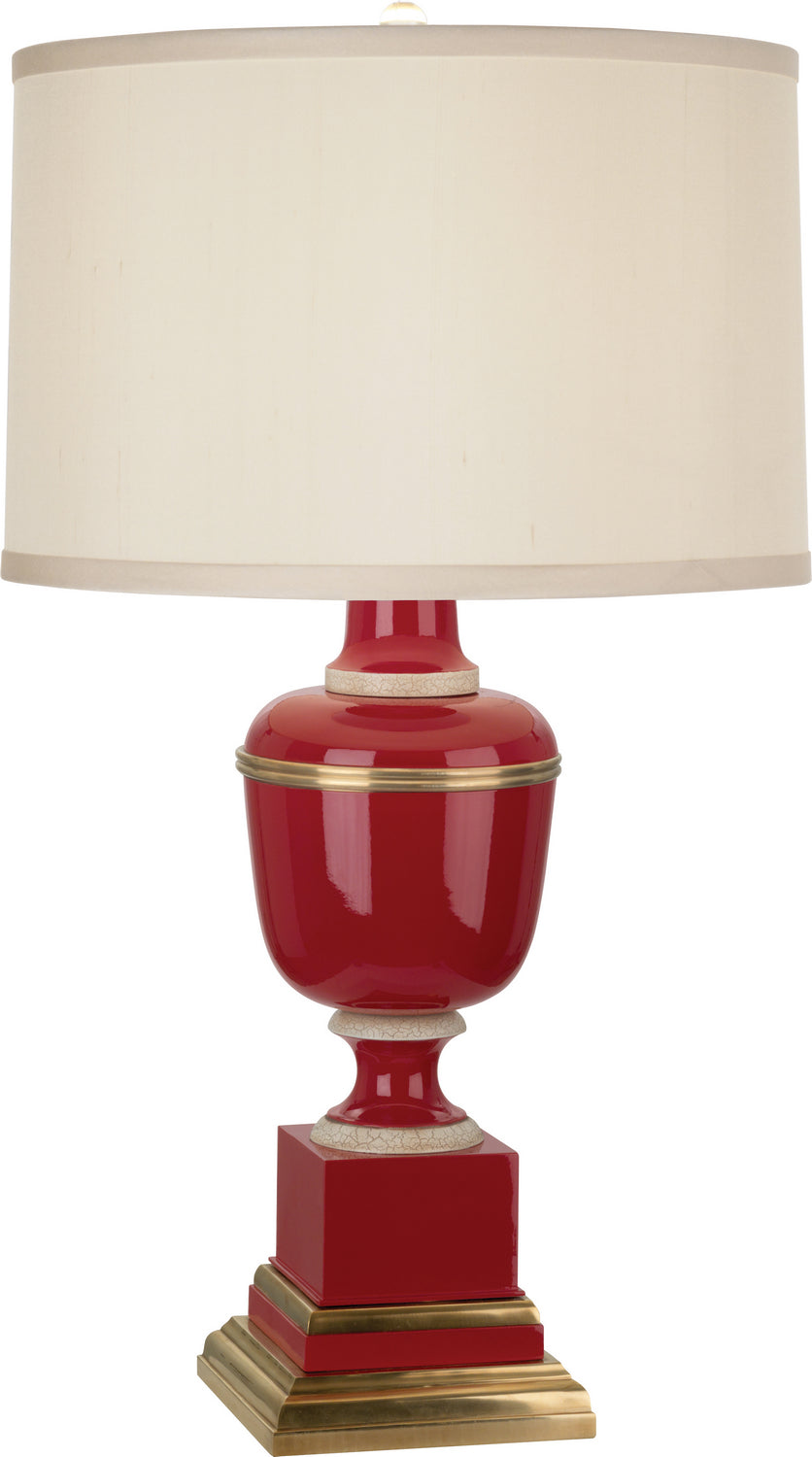 Robert Abbey Lighting 2505X Annika Lamp Red Lacquered Paint W/Natural Brass And Ivory Crackle
