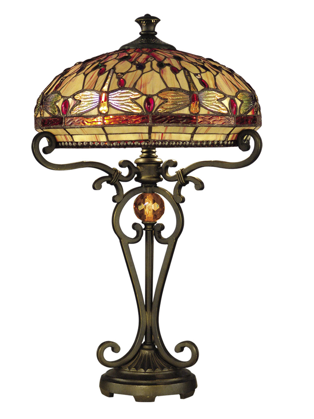 Dale Tiffany TT10095 Crystal Jewel Dragonfly Lamp Antique Golden Bronze