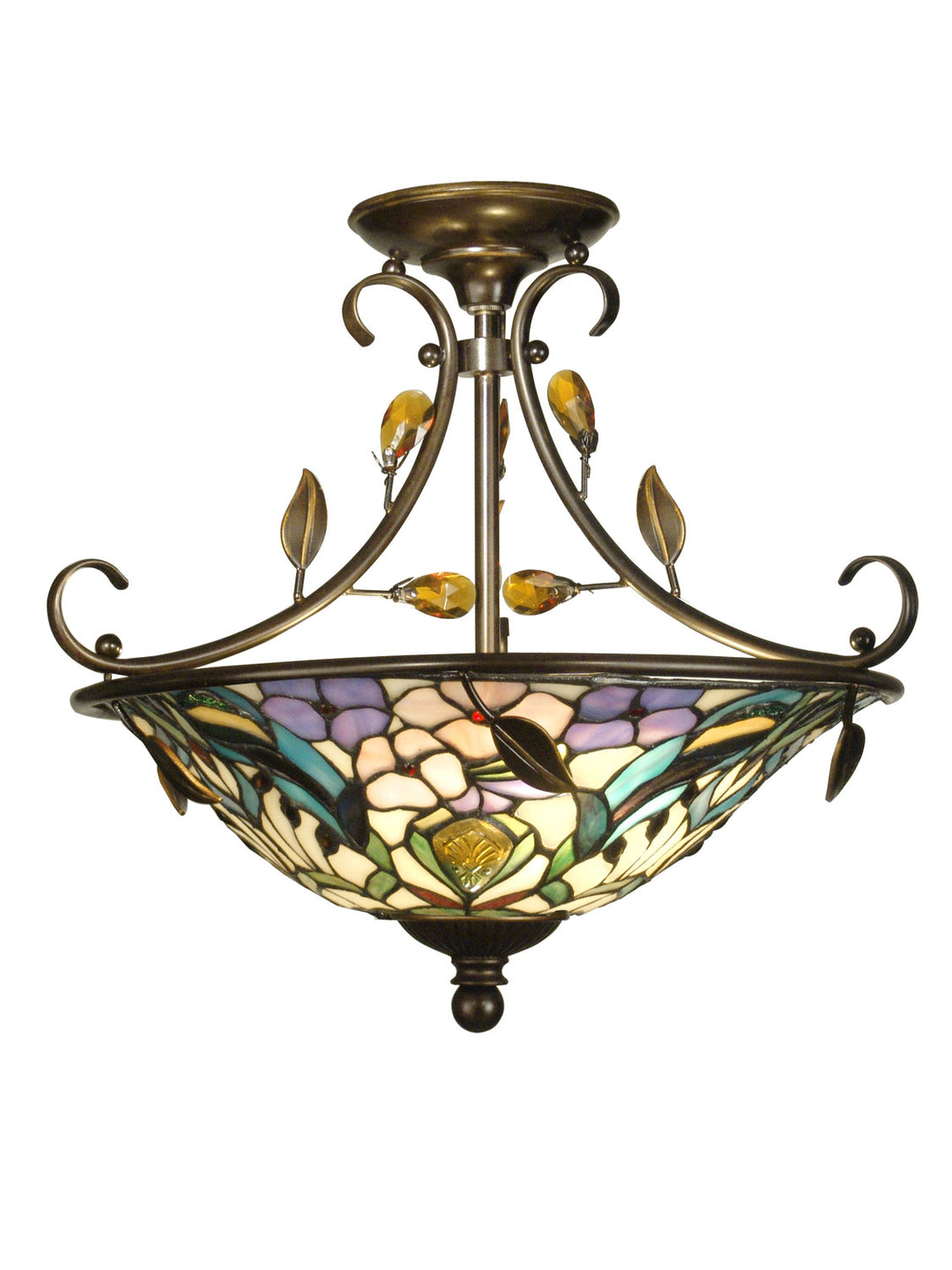 Dale Tiffany Crystal Jewel Peony TH90212 Ceiling Light - Antique Golden Bronze