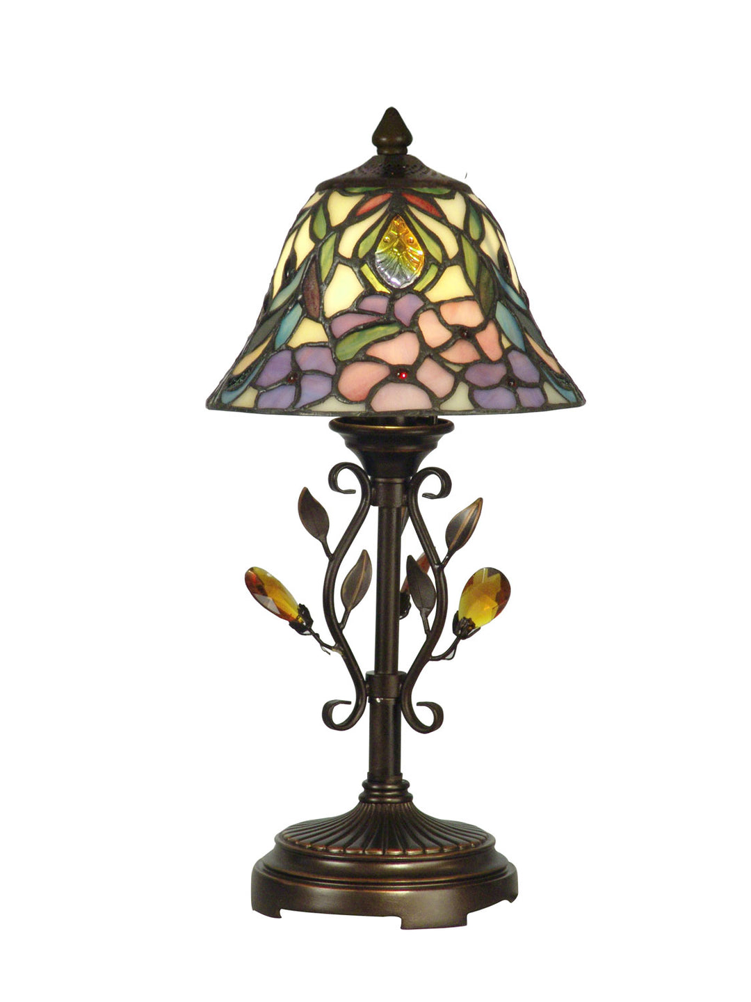 Dale Tiffany TA90215 Crystal Jewel Peony Lamp Antique Golden Bronze