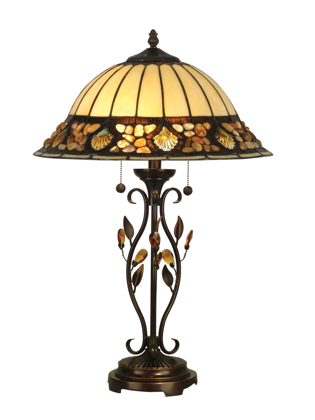 Dale Tiffany TT90172 Crystal Jewel Pebble Stone Lamp Antique Golden Bronze