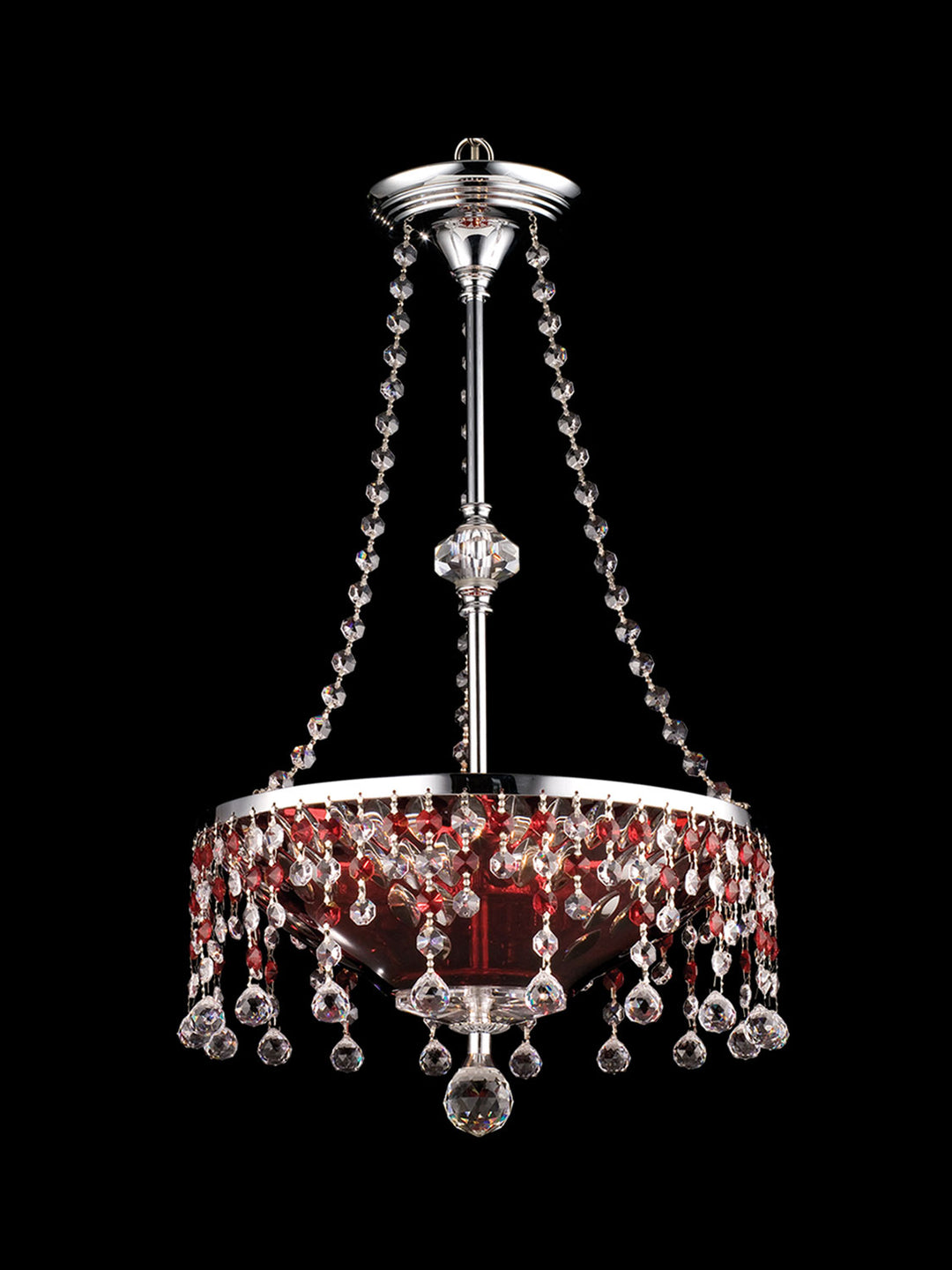 Dale Tiffany Red Crystal GH90112 Pendant Light - Polished Chrome