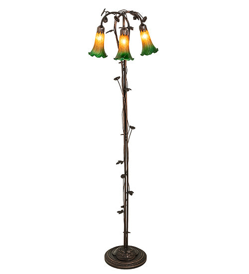 Meyda Tiffany Lighting 36973 Amber/Green Three Light Floor Lamp Lamp Bronze / Dark