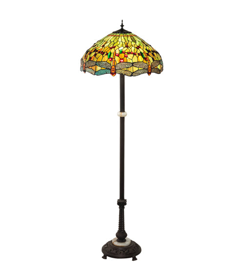 Meyda Tiffany Lighting 37702 Tiffany Hanginghead Dragonfly Three Light Floor Lamp Lamp Bronze / Dark