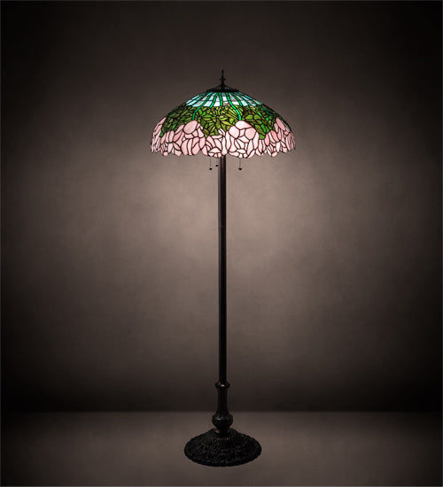 Meyda Tiffany Lighting 37706 Tiffany Cabbage Rose Three Light Floor Lamp Lamp Bronze / Dark