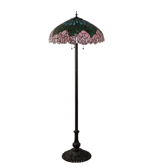 Meyda Tiffany Lighting 37706 Tiffany Cabbage Rose Three Light Floor Lamp Lamp Bronze / Dark