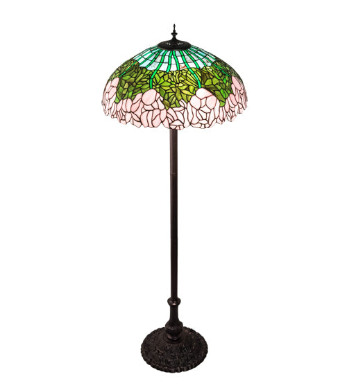 Meyda Tiffany Lighting 37706 Tiffany Cabbage Rose Three Light Floor Lamp Lamp Bronze / Dark