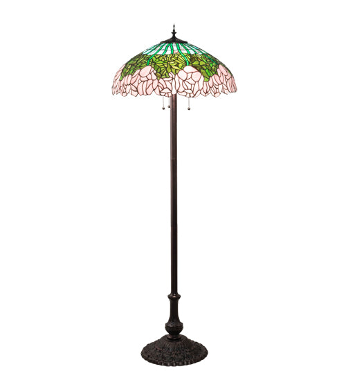 Meyda Tiffany Lighting 37706 Tiffany Cabbage Rose Three Light Floor Lamp Lamp Bronze / Dark