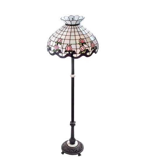 Meyda Tiffany Lighting 37715 Roseborder Three Light Floor Lamp Lamp Bronze / Dark