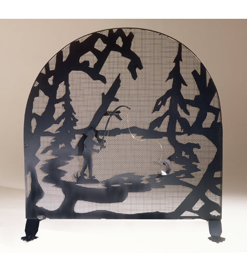 Meyda Tiffany Lighting 37739 Fly Fishing Creek Fireplace Screen Home Decor Black