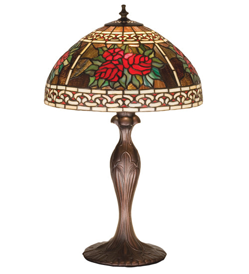 Meyda Tiffany Lighting 37789 Roses & Scrolls One Light Table Lamp Lamp Bronze / Dark