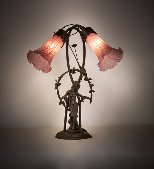 Meyda Tiffany Lighting 38267 Lavender Two Light Table Lamp Lamp Bronze / Dark