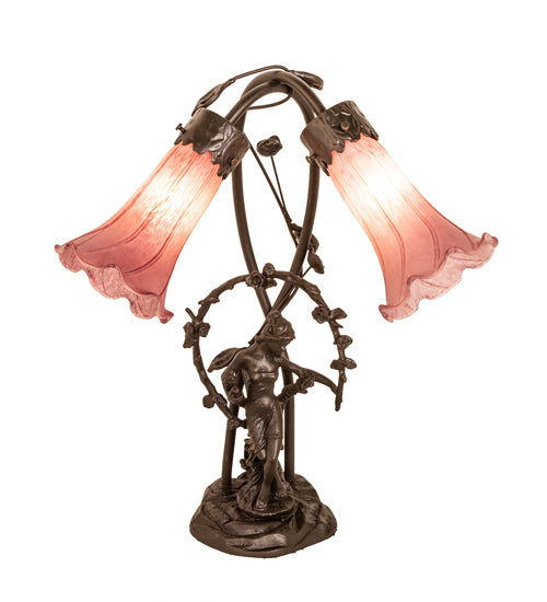 Meyda Tiffany Lighting 38267 Lavender Two Light Table Lamp Lamp Bronze / Dark