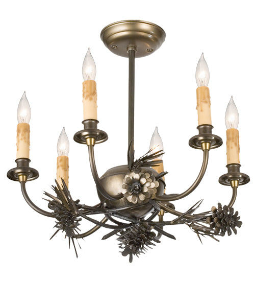 Meyda Tiffany Woodland Pine 38330 Chandelier Light - Antique Copper