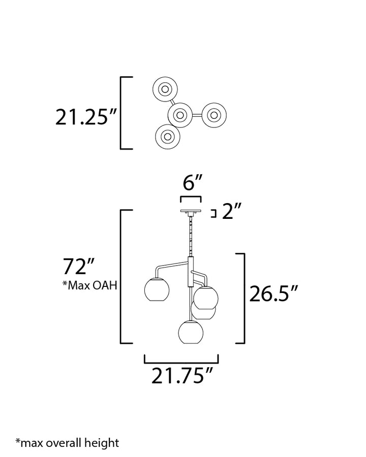 Maxim Branch 38414CLNAB Chandelier Light - Natural Aged Brass