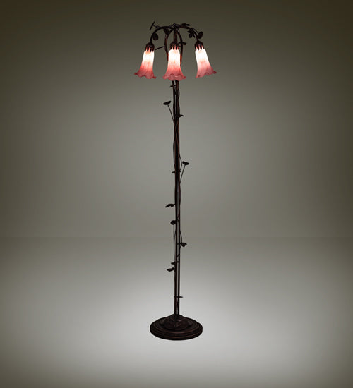 Meyda Tiffany Lighting 38444 Pink Three Light Floor Lamp Lamp Bronze / Dark