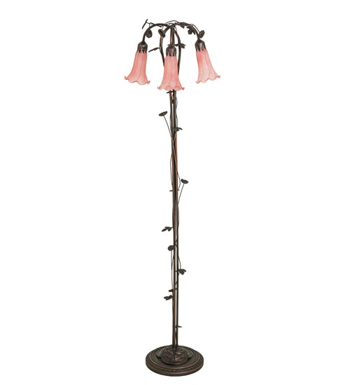 Meyda Tiffany Lighting 38444 Pink Three Light Floor Lamp Lamp Bronze / Dark