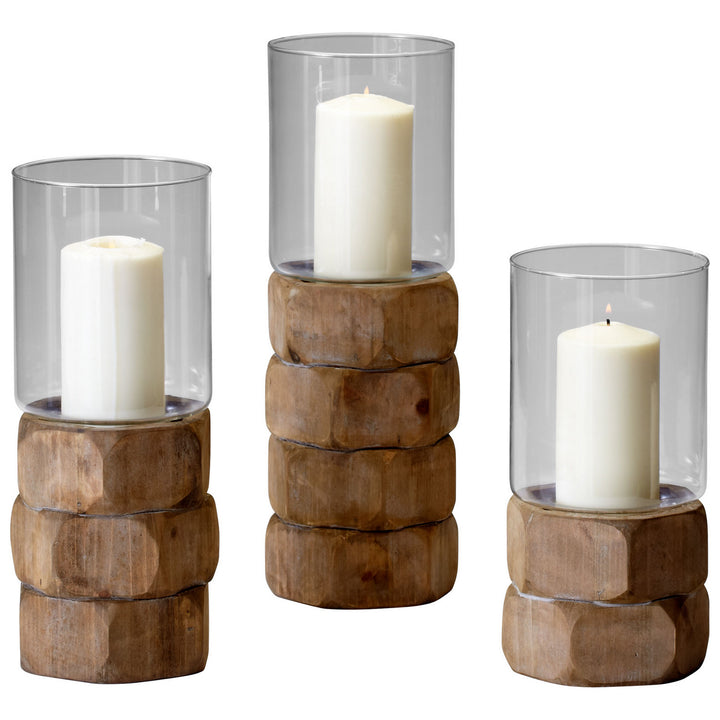 Cyan 04740 Candle Holders - Natural Wood