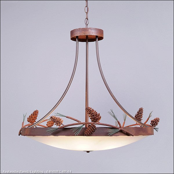 Avalanche Ranch Crestline-Pine Cone A40420FC-HR-04 Pendant Light - Pine Green/Rust Patina
