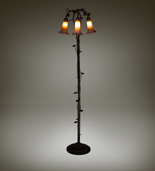 Meyda Tiffany Lighting 38635 Amber/Purple Three Light Floor Lamp Lamp Bronze / Dark