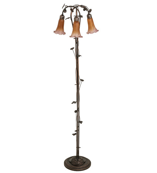 Meyda Tiffany Lighting 38635 Amber/Purple Three Light Floor Lamp Lamp Bronze / Dark