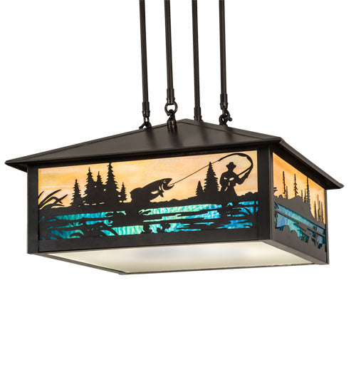 Meyda Tiffany Fly Fishing Creek 38683 Pendant Light - Custom Craftsman