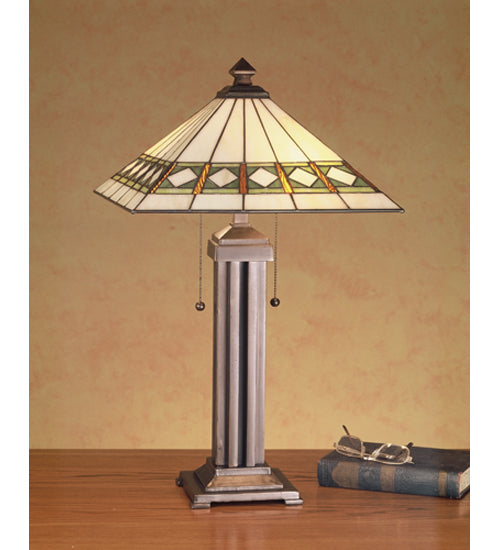 Meyda Tiffany Lighting 38689 Diamond Band Mission Two Light Table Lamp Lamp Bronze / Dark