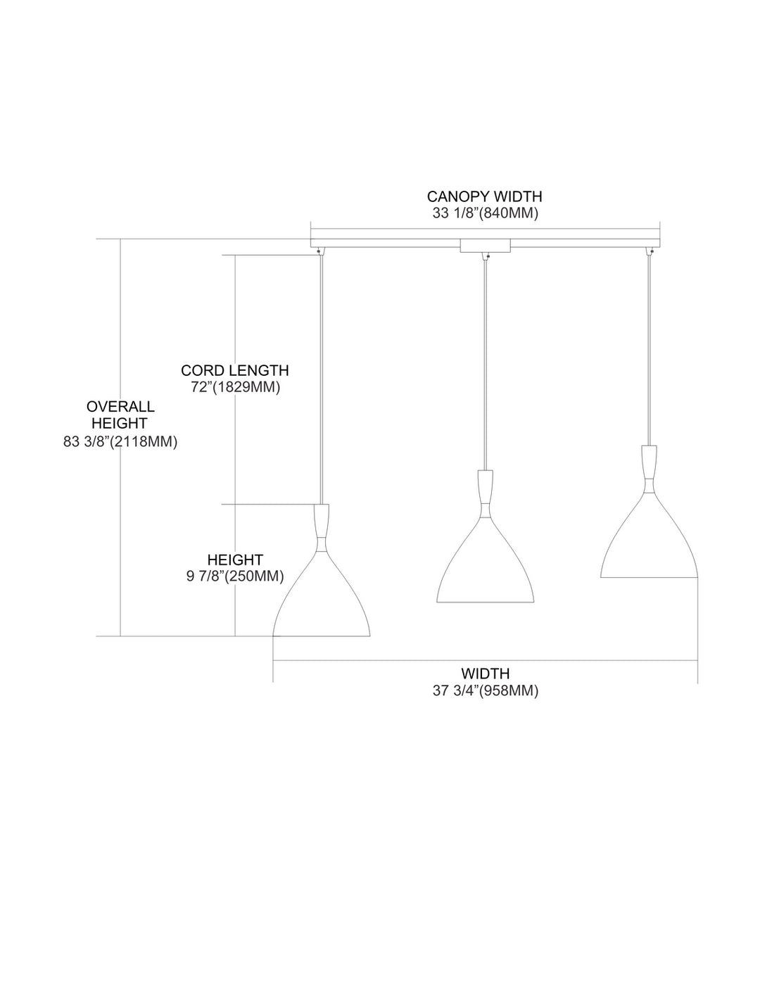 Elk Spun Aluminum 17042/3L-ALM Pendant Light - Aluminum