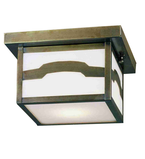 Meyda Tiffany Lighting 38726 Hyde Park One Light Flushmount Outdoor Pewter, Nickel, Silver