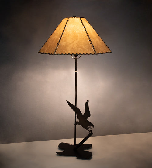 Meyda Tiffany Lighting 38770 Strike Of The Eagle One Light Table Lamp Lamp Copper/Antique/Verde