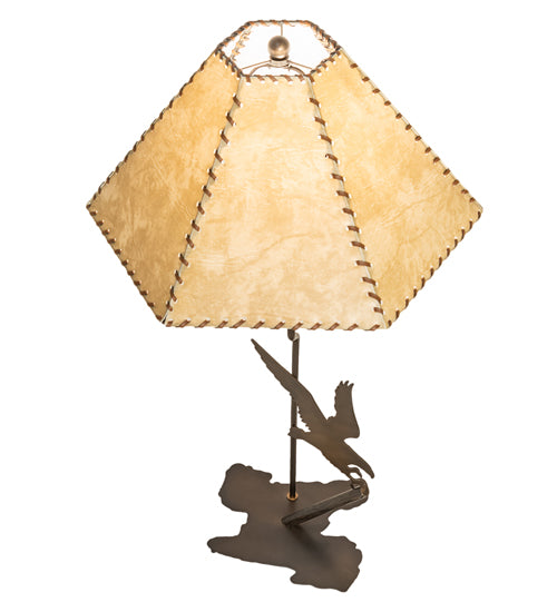 Meyda Tiffany Lighting 38770 Strike Of The Eagle One Light Table Lamp Lamp Copper/Antique/Verde