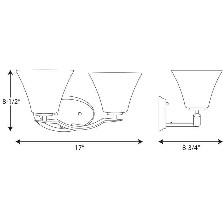 Progress Bravo P2005-09 Bath Vanity Light 17 in. wide - Brushed Nickel